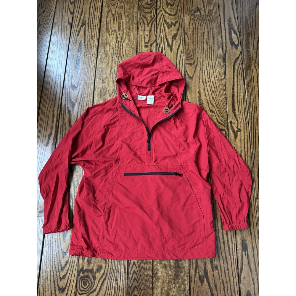 LL Bean Vintage Men’s Half Zip Anorak Windbreaker, Size Medium, Red
